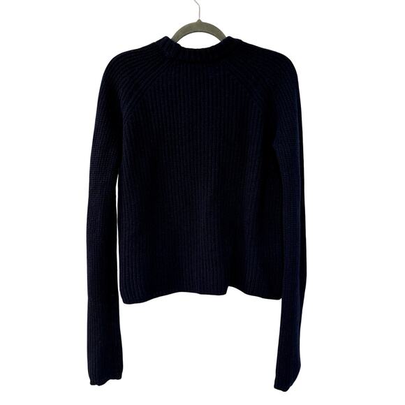 Jenni Kayne XS Oversized 100% Cashmere $425 Fisherman Sweater Crewneck Navy Blue - Picture 4 of 10